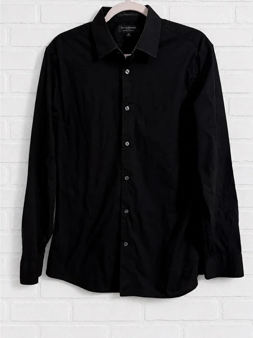 Banana Republic Black Wrinkle Resistant Cotton Dress Shirt Men’s M